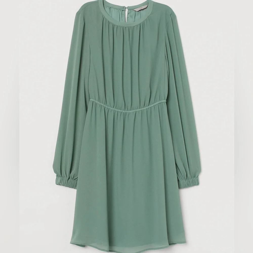 h&m ruffled chiffon dress H&M Ruffle-Trimmed Chiffon Dress